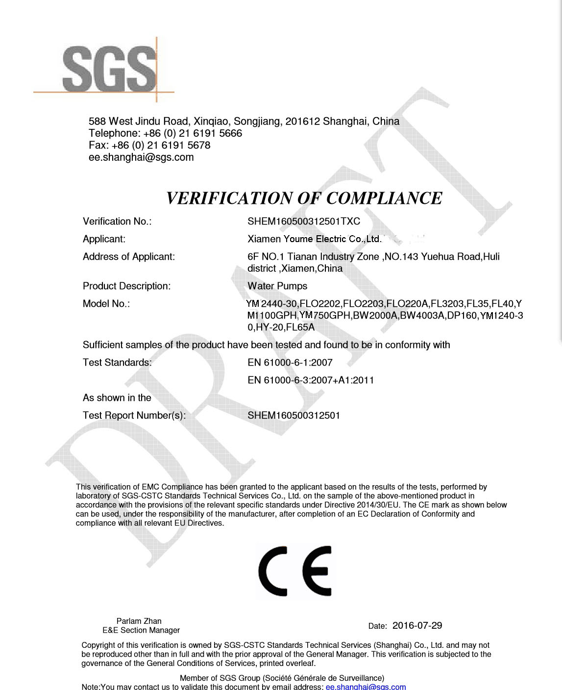 Dapatkan sertifikat CE / RoHs oleh SGS